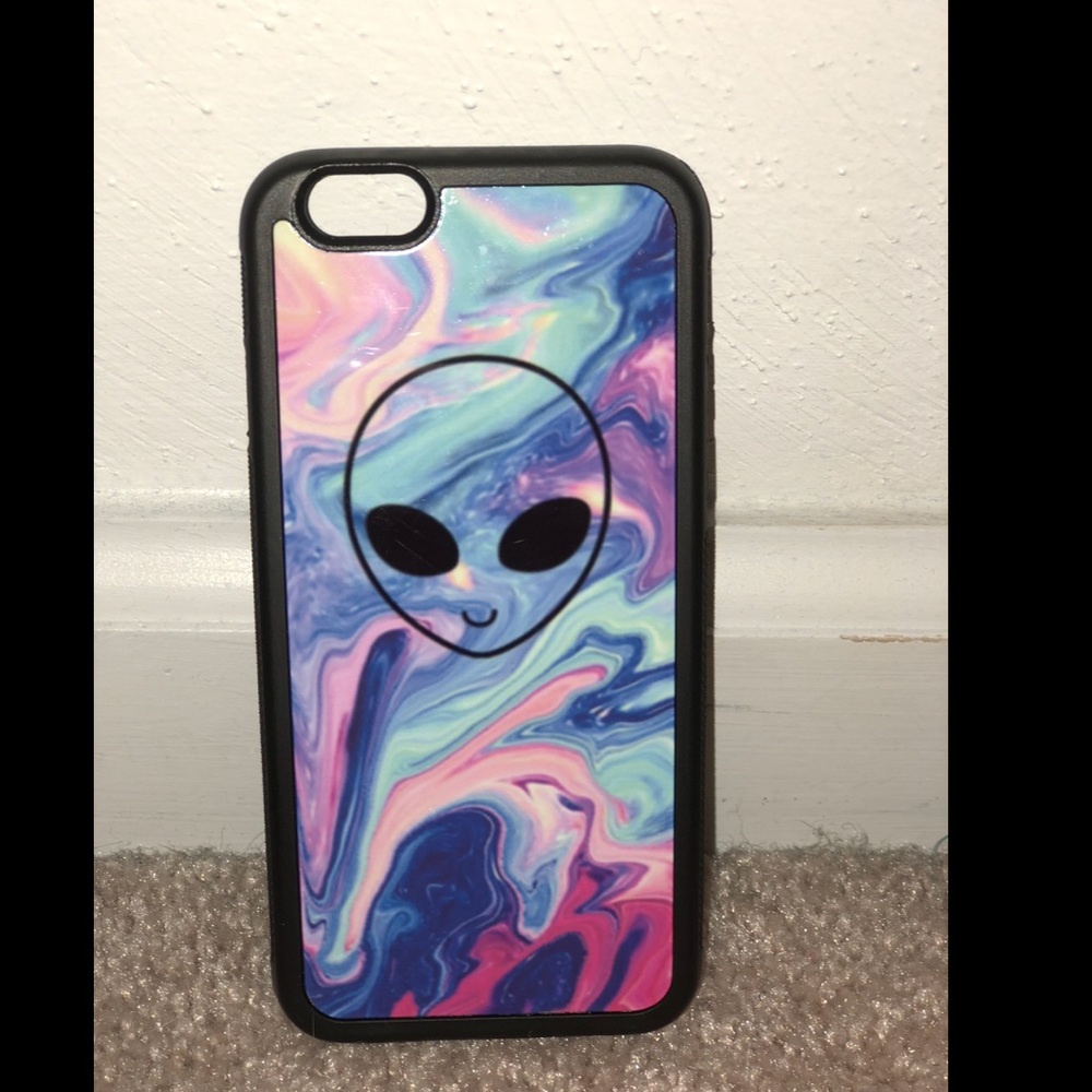 Adorable marble alien iPhone 6 hard rubber case